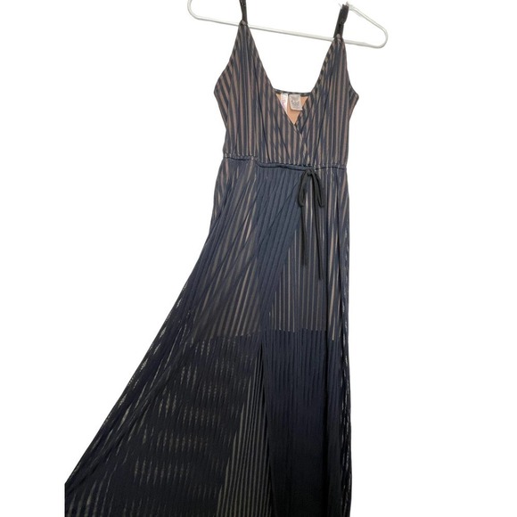 Beach Bunny Haven Black Sheer Striped Swim Cover Up Maxi Dress Extra Small - Picture 2 of 7